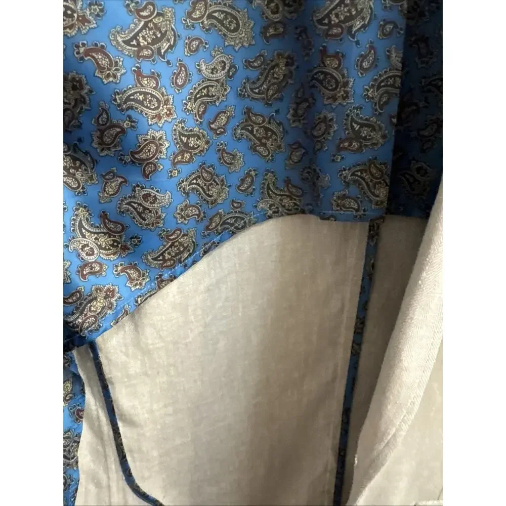 Alan Flusser Mens M Tan Linen Blend Sport Coat Blazer Paisley Lined Office